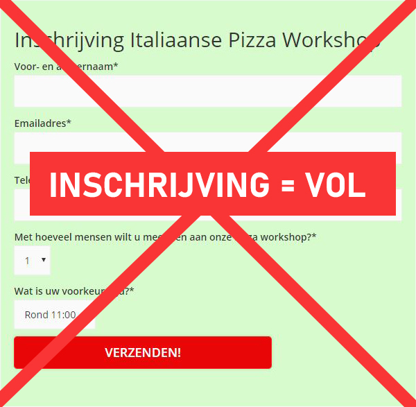 Inschrijving vol